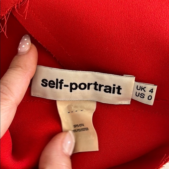 Self-Portrait Fire Engine Red Crop Top - Picture 3 of 3